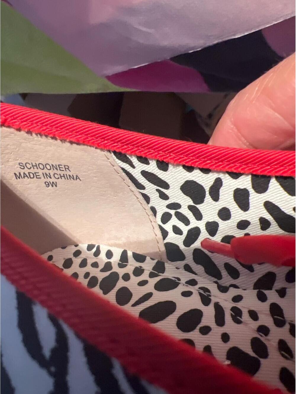 J Renee Zebra Print Sneakers 9Wide  Rhinestone Toe Red Ribbon Lace Fashion Shoes - Picture 3 of 15
